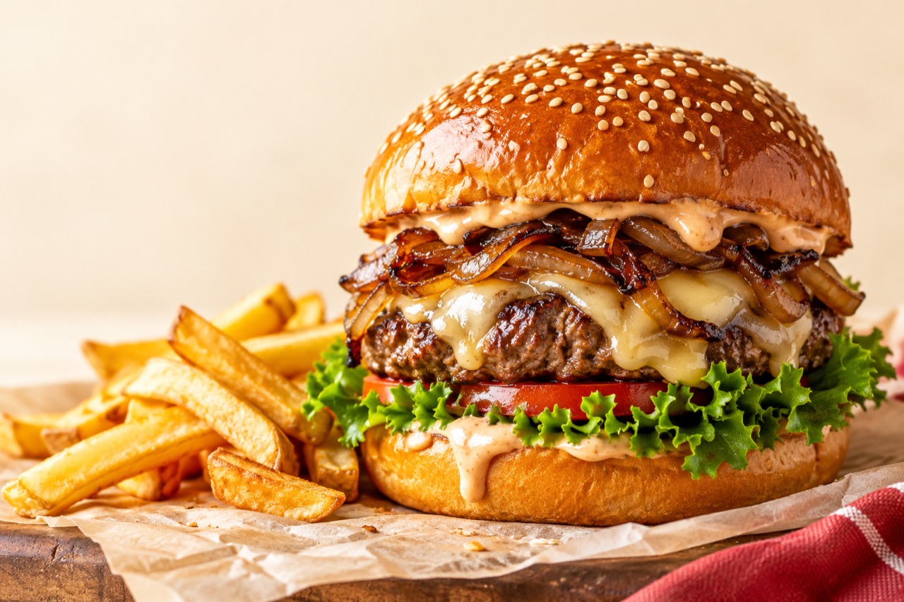 Burger et frites — visuel d’ambiance du site existant